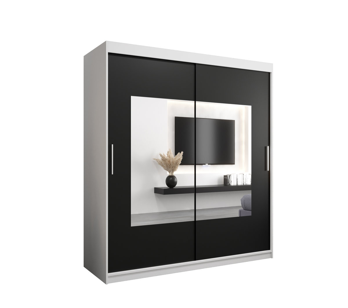 Szafa przesuwna Garderoba WAVE 180 gł. 62 biały/czarny