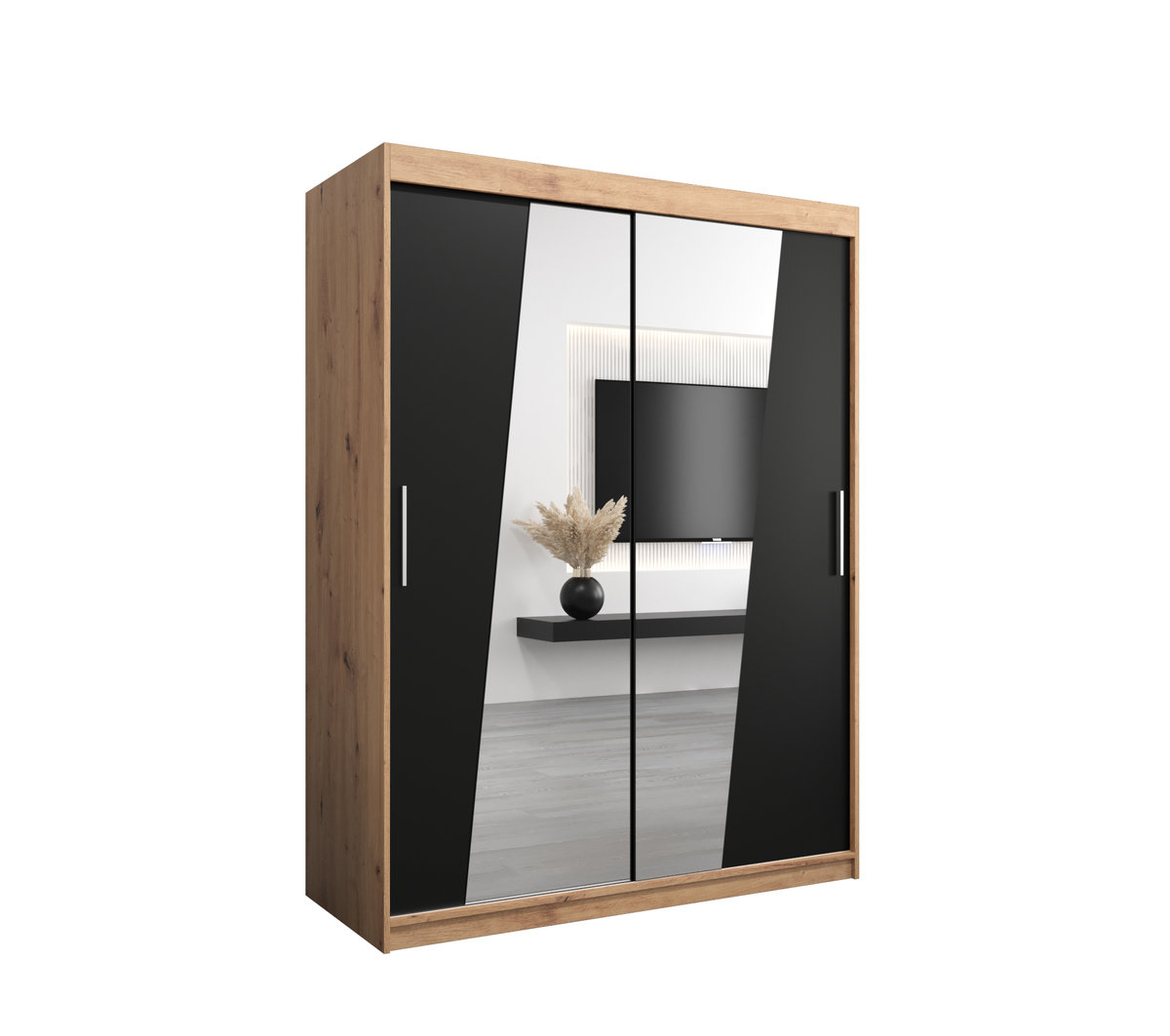 Szafa przesuwna Garderoba RHOMB 150 gł. 62 artisan/czarny