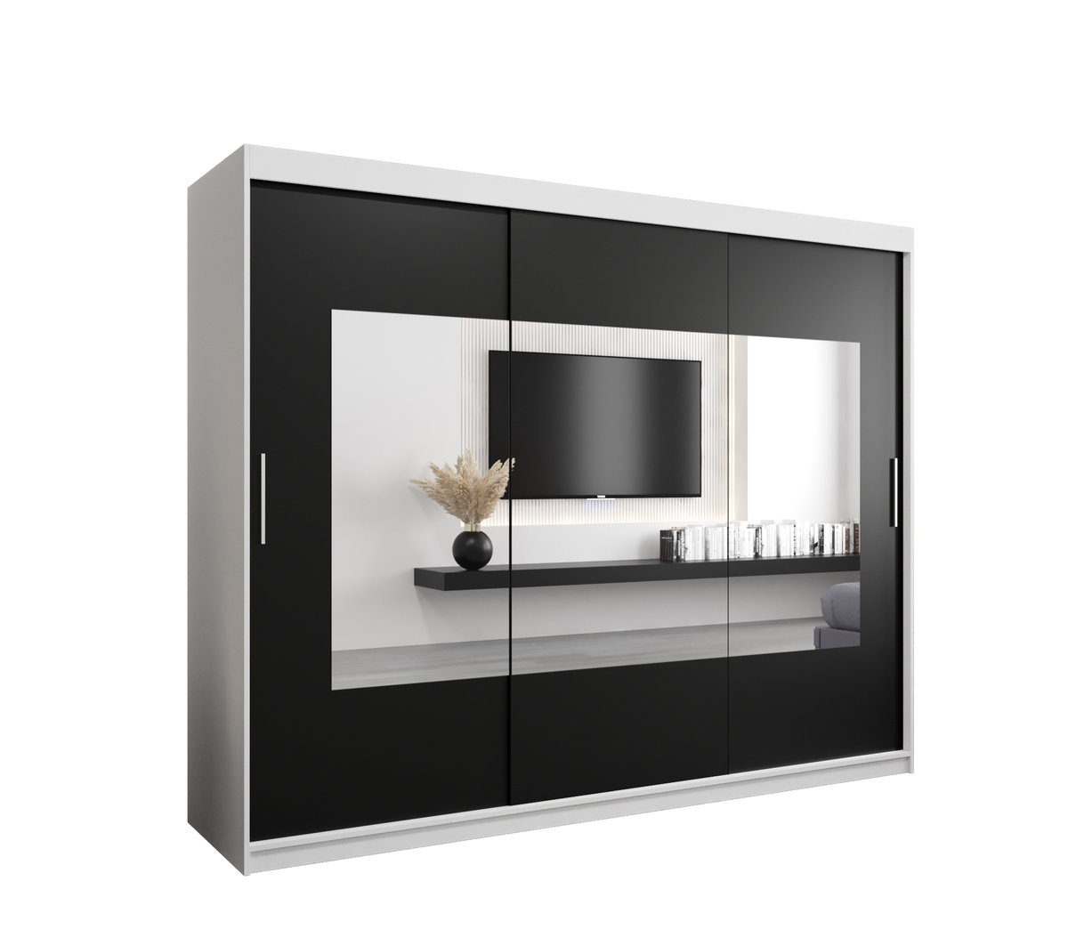 Szafa przesuwna Garderoba WAVE 250 gł. 62 biały/czarny