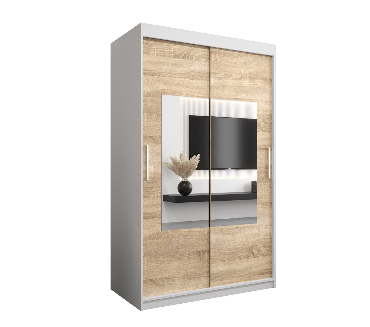 Szafa przesuwna Garderoba WAVE 120 gł. 62 biały/sonoma