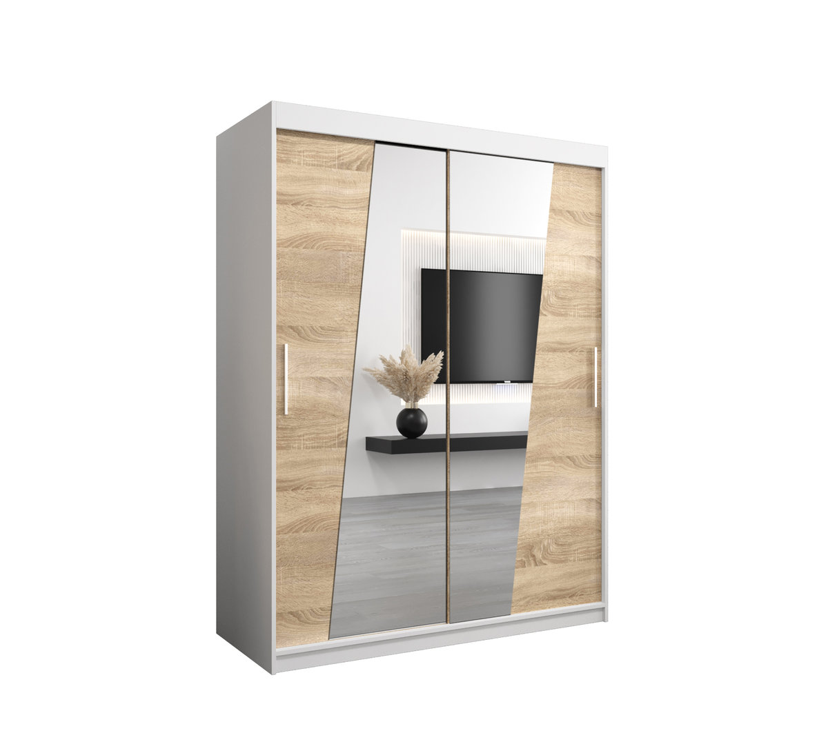 Szafa przesuwna Garderoba RHOMB 150 gł. 62 biały/sonoma