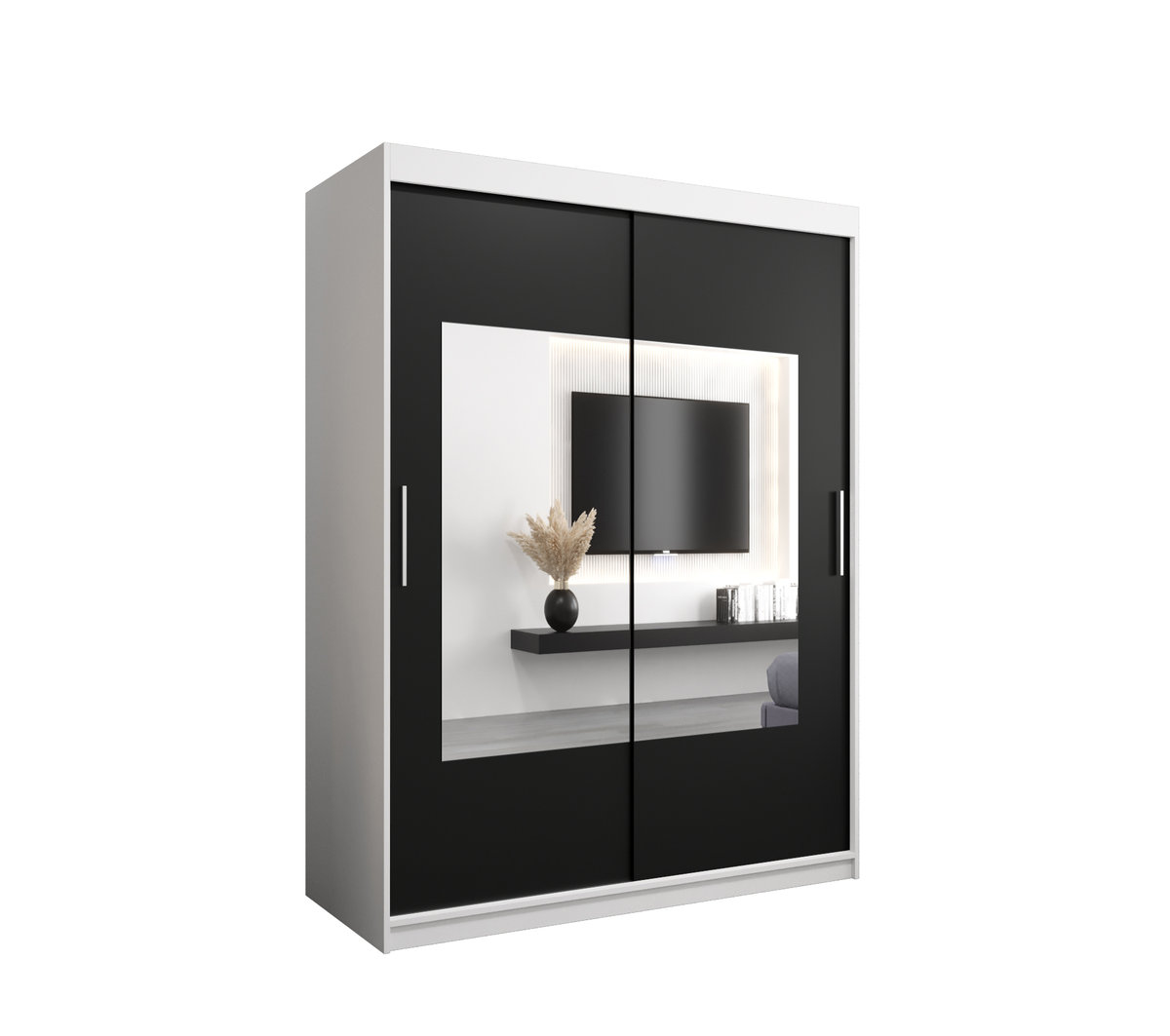 Szafa przesuwna Garderoba WAVE 150 gł. 62 biały/czarny