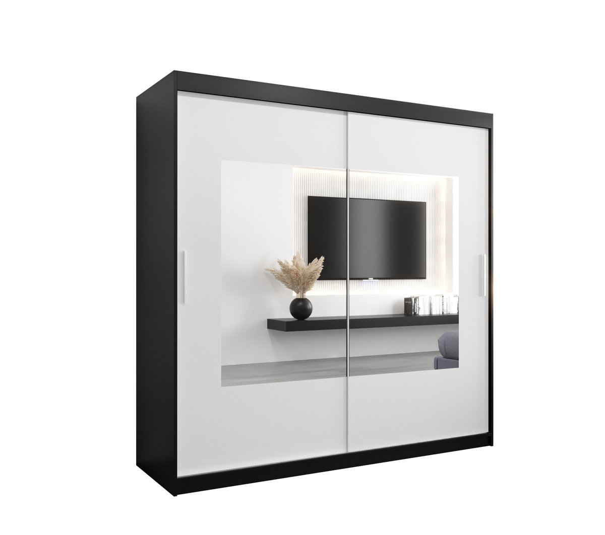 Szafa przesuwna Garderoba WAVE 200 gł. 62 czarny/biały