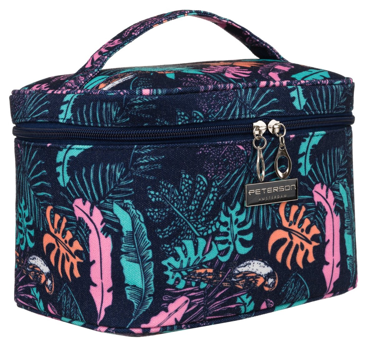 Damska kosmetyczka Peterson na suwak pojemny kuferek organizer podróżny, granatowy
