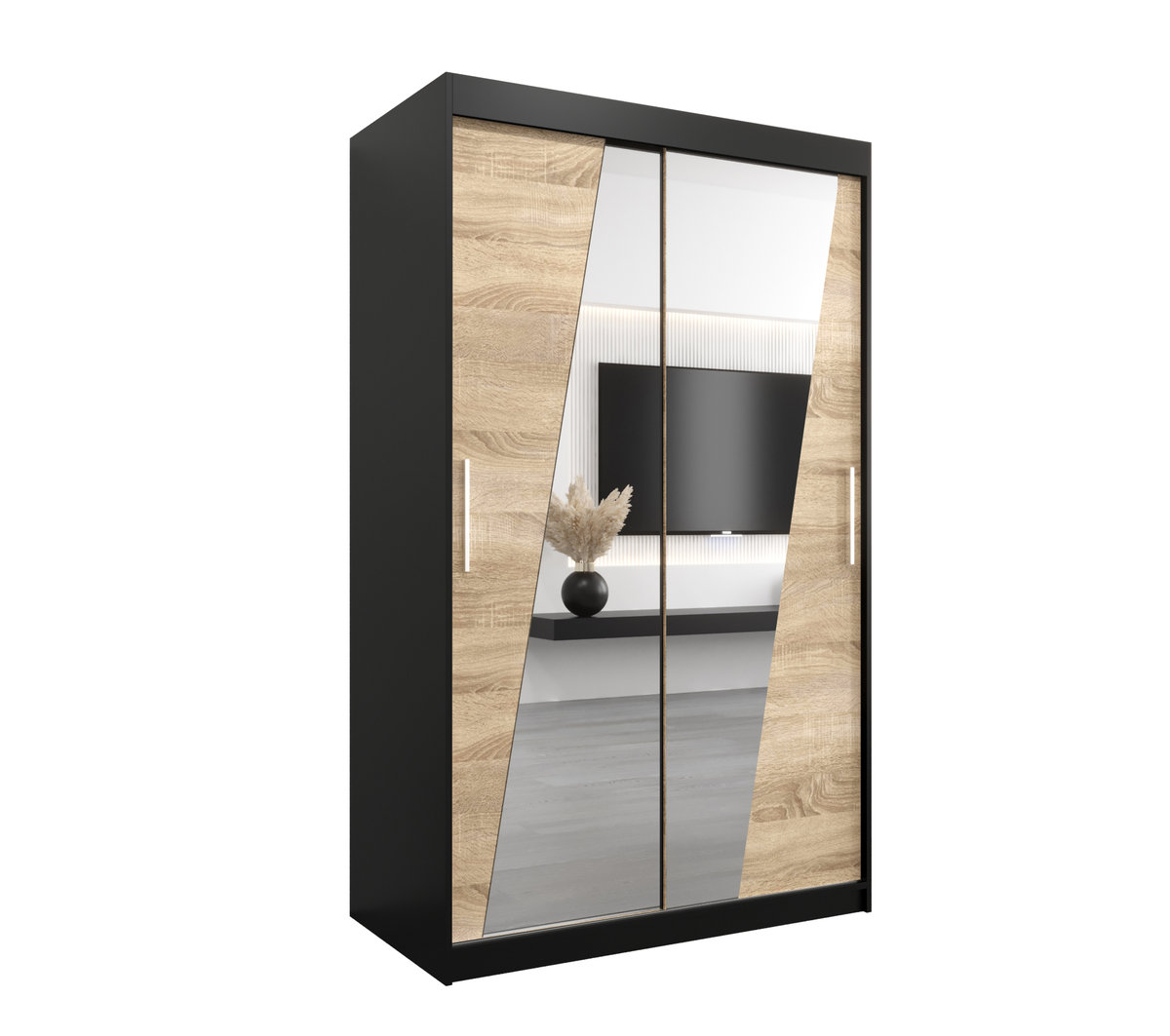 Szafa przesuwna Garderoba RHOMB 120 gł. 62 czarny/sonoma