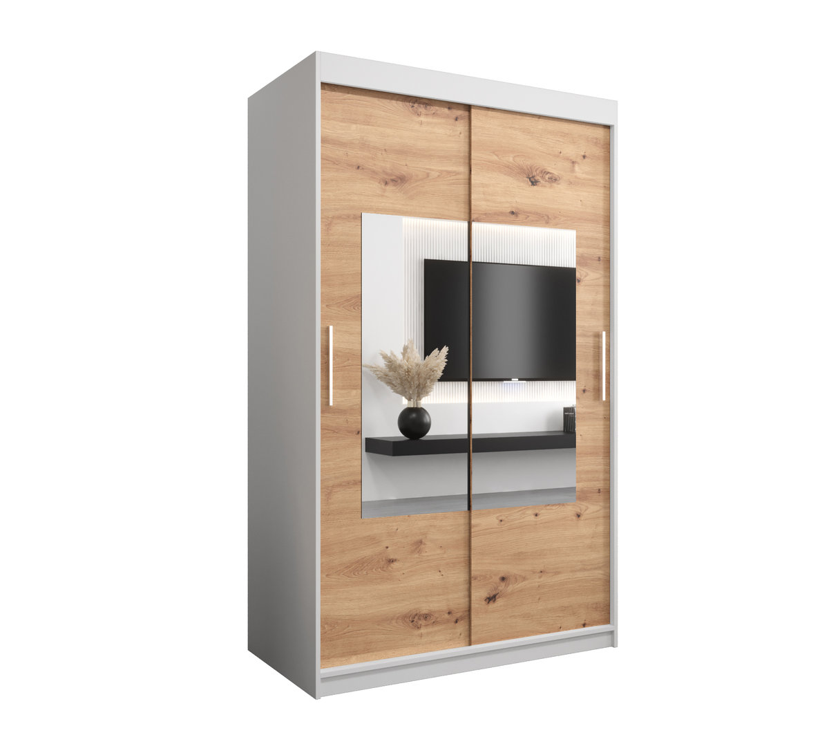 Szafa przesuwna Garderoba WAVE 120 gł. 62 biały/artisan