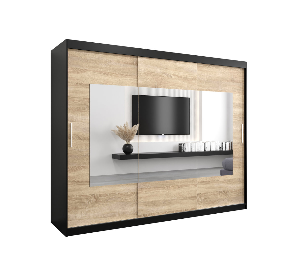 Szafa przesuwna Garderoba WAVE 250 gł. 62 czarny/sonoma