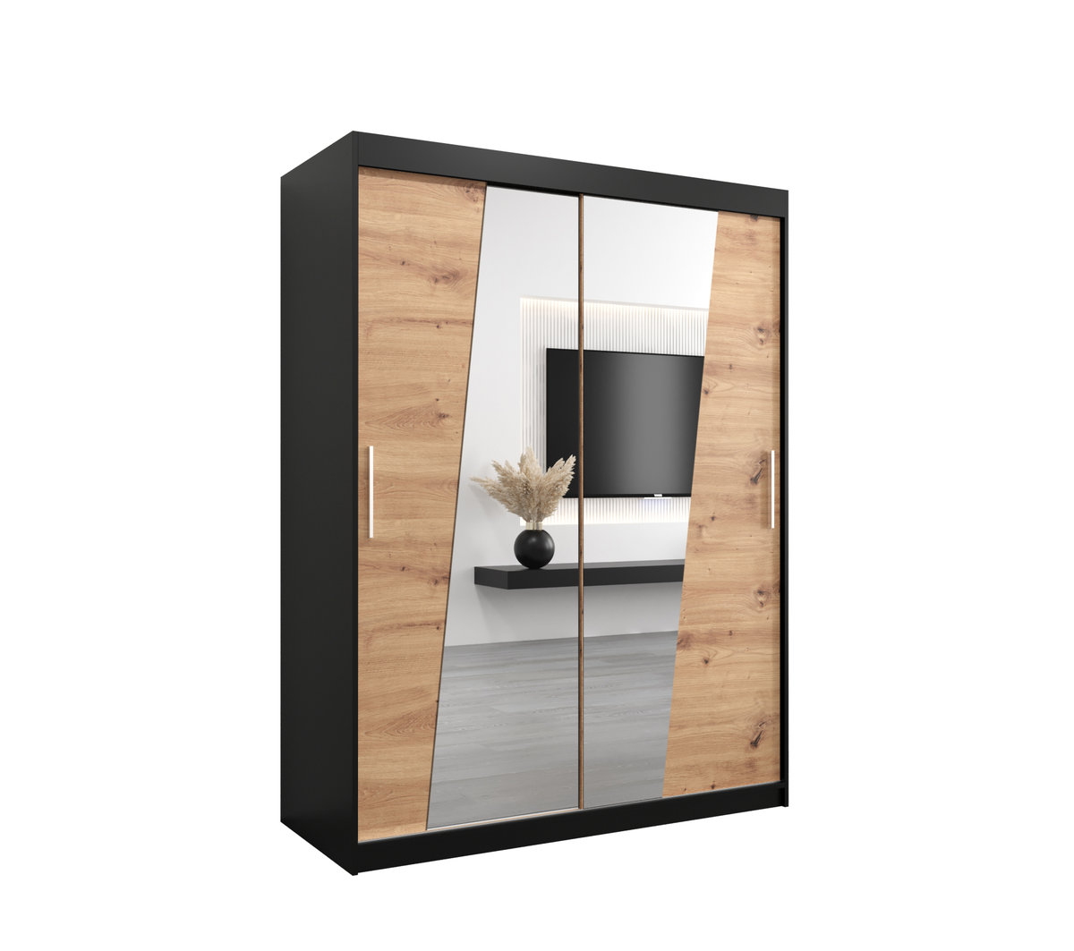 Szafa przesuwna Garderoba RHOMB 150 gł. 62 czarny/artisan