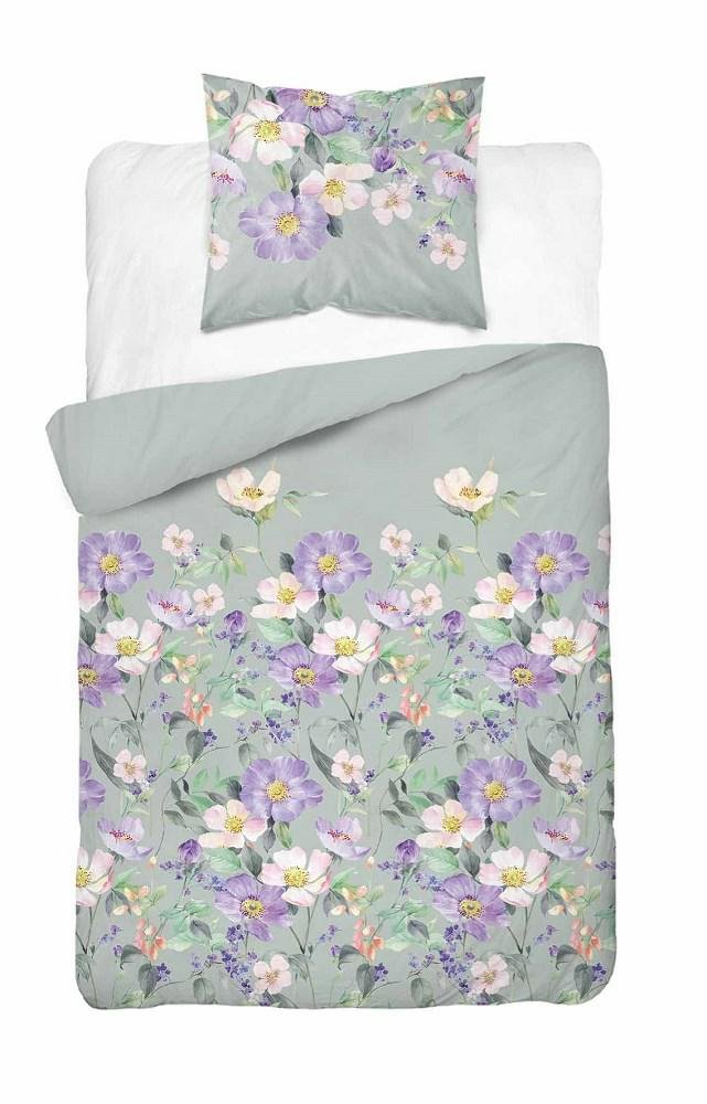 Pościel 140x200 szara kwiaty 5258 A Bawełna 2024