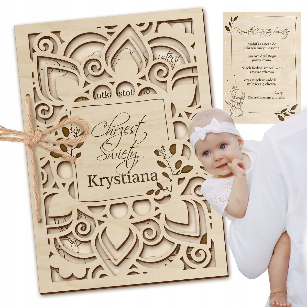 Kartka na Chrzest Święty PERSONALIZOWANA dla dziewczynki chłopca Prezent