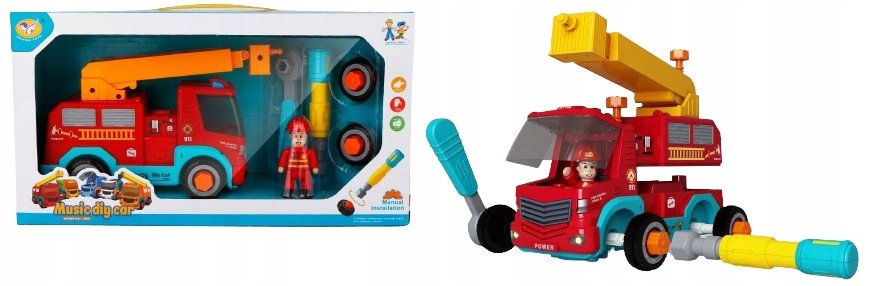 AUTKO STRAŻ POŻARNA POJAZD ZESTAW DO SKRĘCANIA Z DŹWIĘKIEM + FIGURKA