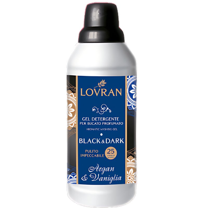 Lovran Black & Dark Żel do Prania Czarnych i Ciemnych Tkanin Argan Wanilia 1L (25 Prań)
