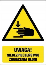 Naklejka Uwaga! Niebezpieczeństwo zgniecenia dłoni 15x21cm
