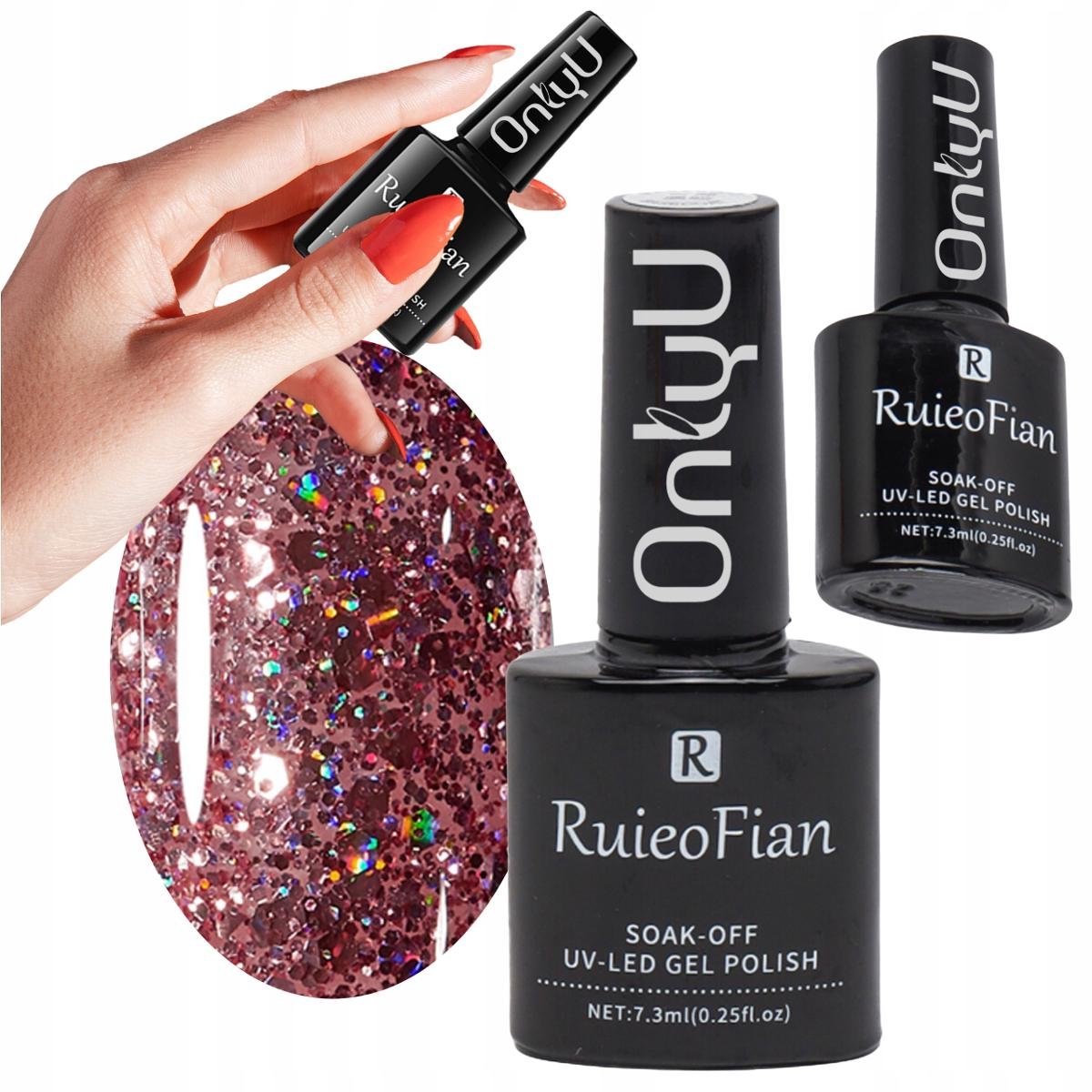 Rozowe Zloto Brokat Hybrydowy Lakier Do Paznokci Z Polyskiem Lakier Uv/L101