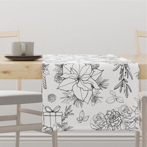 Bieżnik świąteczny WINTER wzór BN35 świąteczne szkice 40 x 140 cm