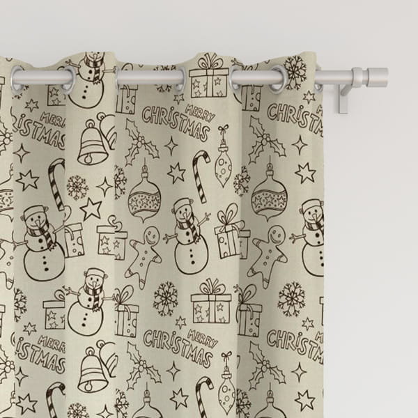 Zasłona WINTER  wzór BN11 | świąteczne rysunki 150 x 260 cm tkanina zaciemniająca