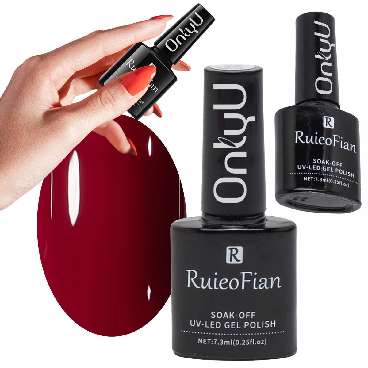 Karminowy Lakier Do Paznokci Hybrydowy Z Polyskiem Lakier Uv Onlyu/L011