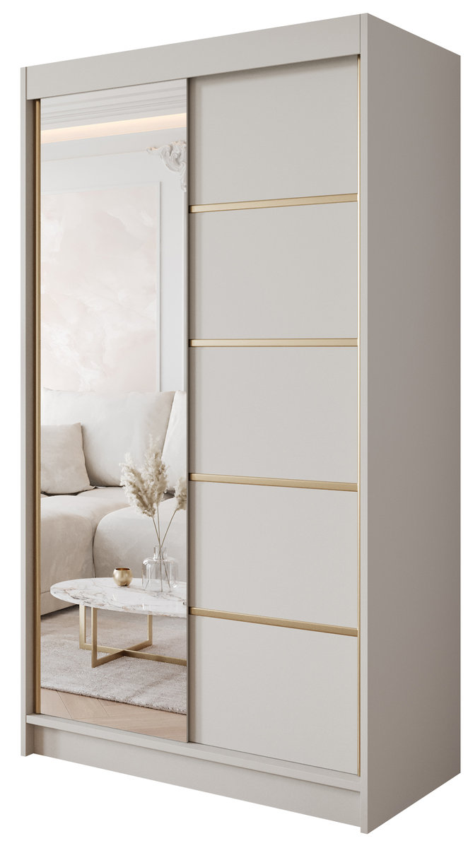 Szafa przesuwna Gold 3 120 kaszmir z lustrem