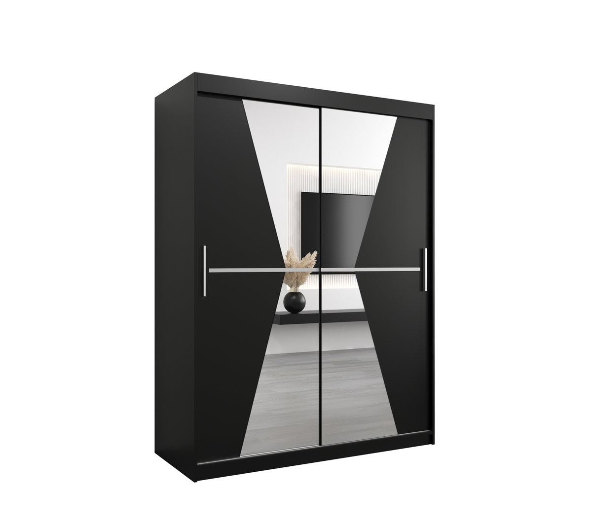 Szafa przesuwna Garderoba MAROKO 150 gł. 62 czarny/czarny