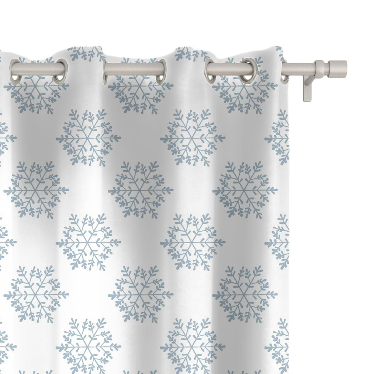 Zasłona WINTER wzór BN59 | Błękitne płatki śniegu 150 x 230 cm tkanina zaciemniająca