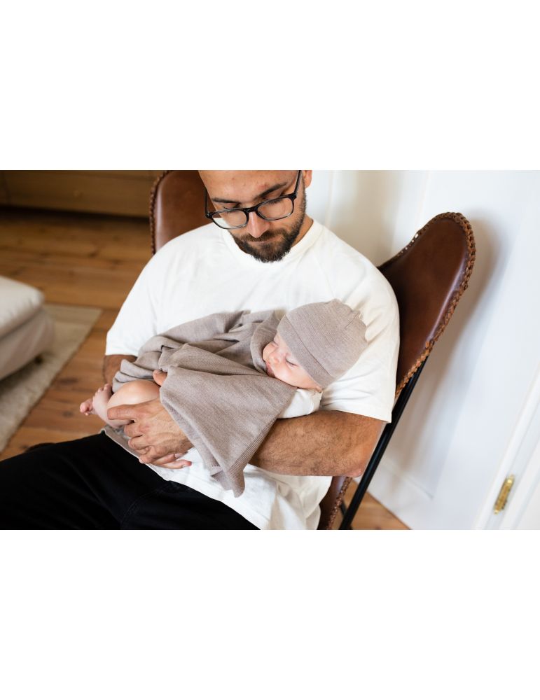 Poofi Kocyk merino Cozy delikatny brąz