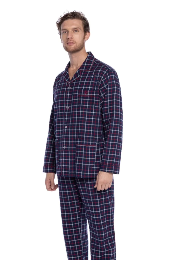 Flanelowa piżama męska PASQUAL XXL Ciemnoniebieski