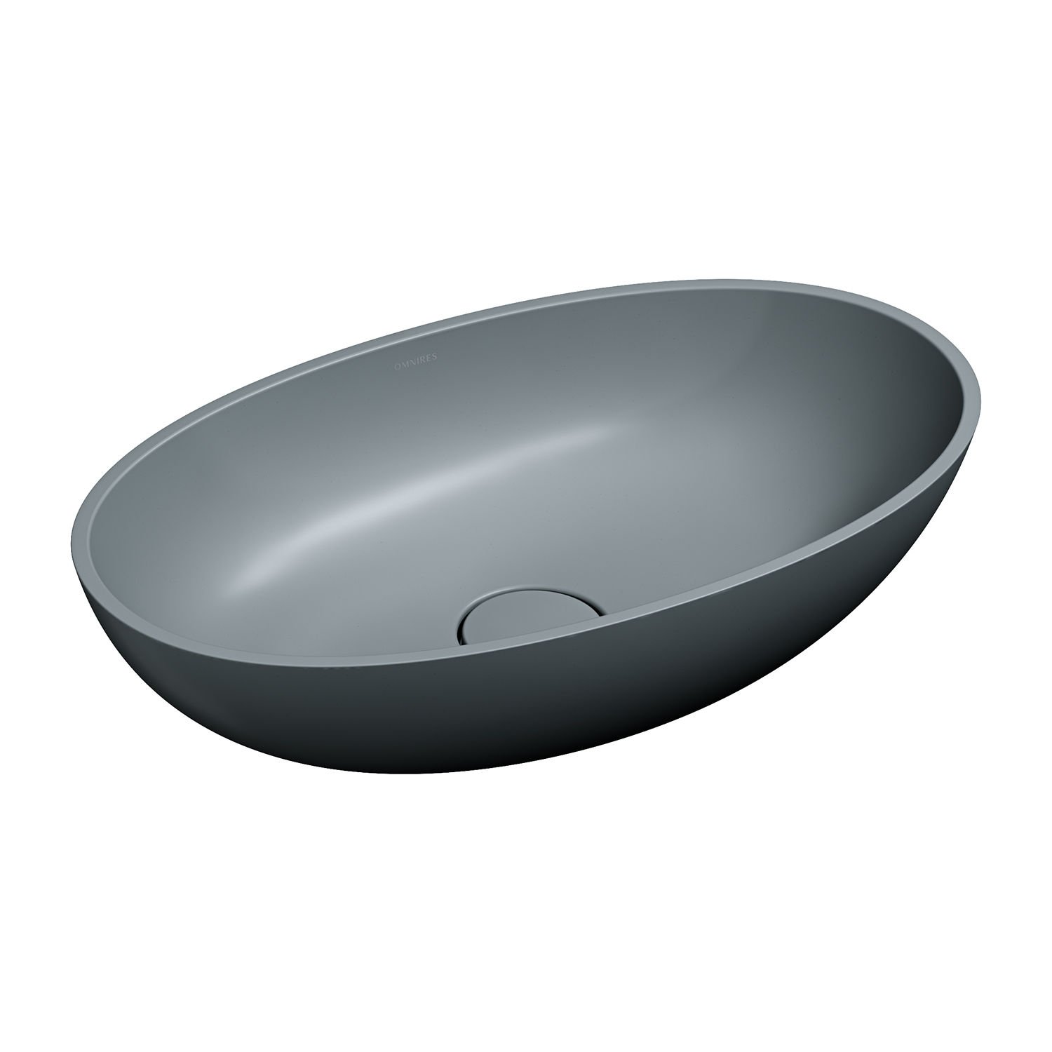 Umywalka nablatowa Omnires Shell M+ 60x35 cm owalna ash grey mat SHELLUNAG