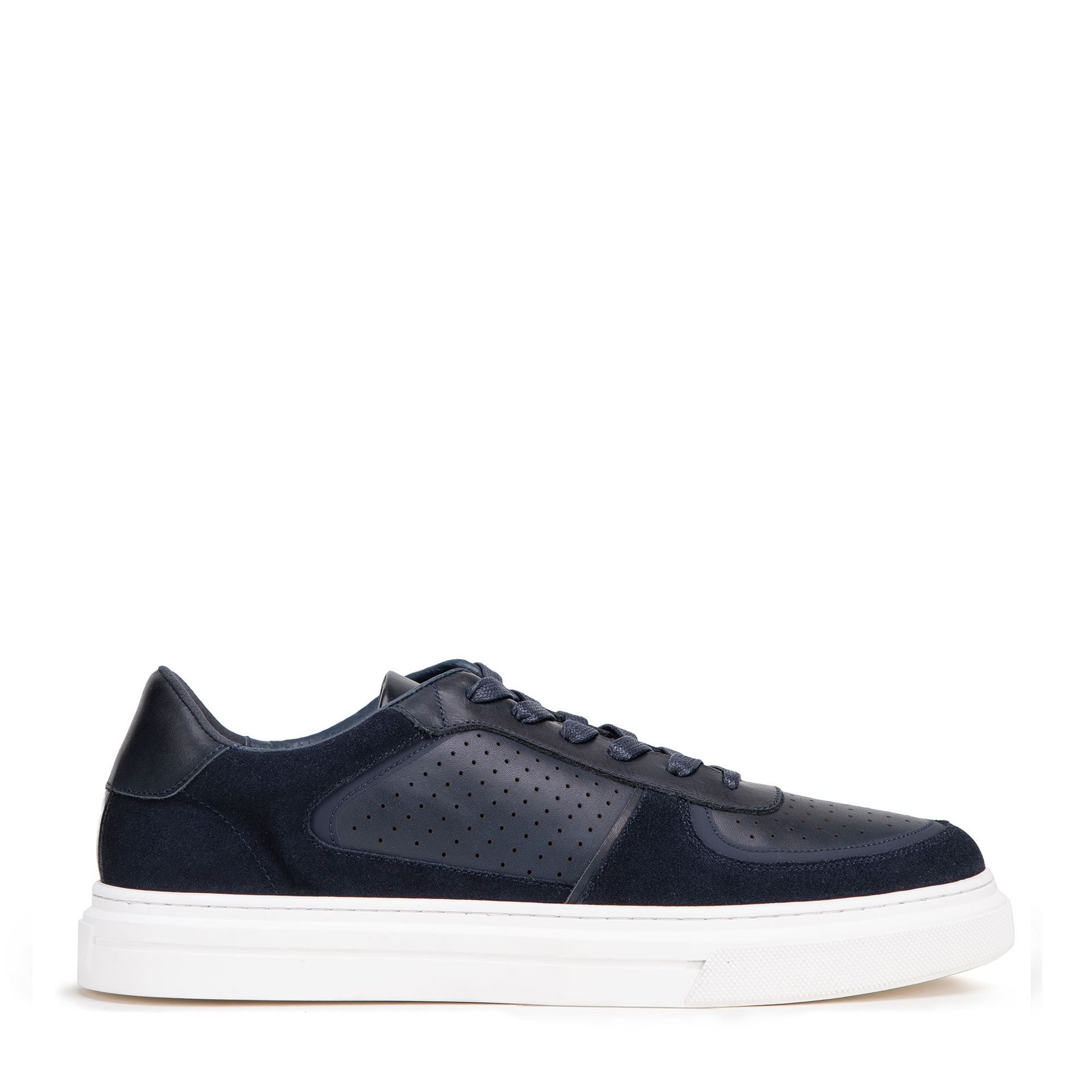 Męskie sneakersy ze skóry granatowe