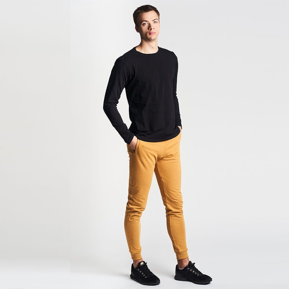 Koszulka męska czarna bawełniana długi rękaw Cuna S