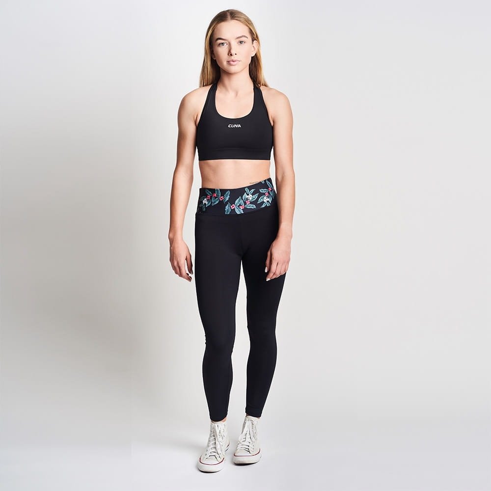 Legginsy sportowe długie damskie elastyczne czarne kawowiec Cuna XL
