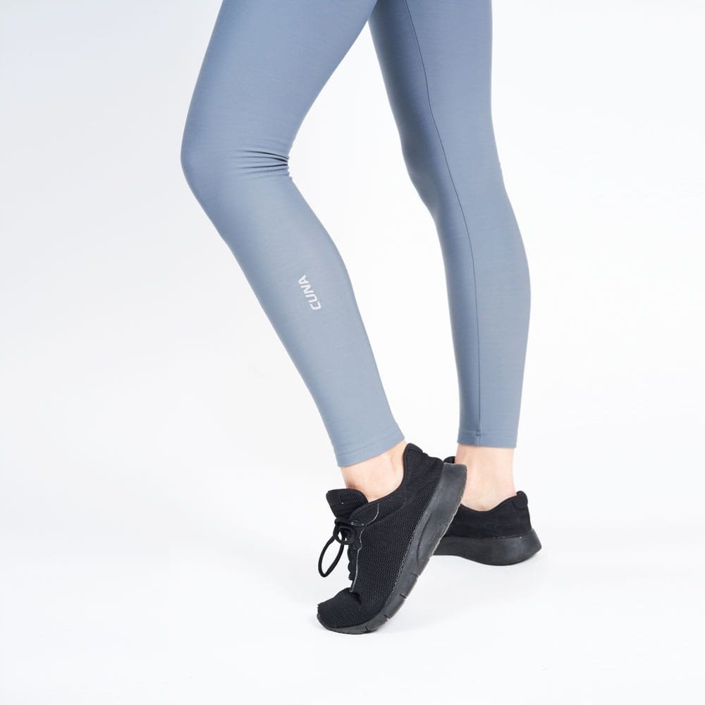 Legginsy sportowe ocieplane damskie długie szare oddychające Cuna S
