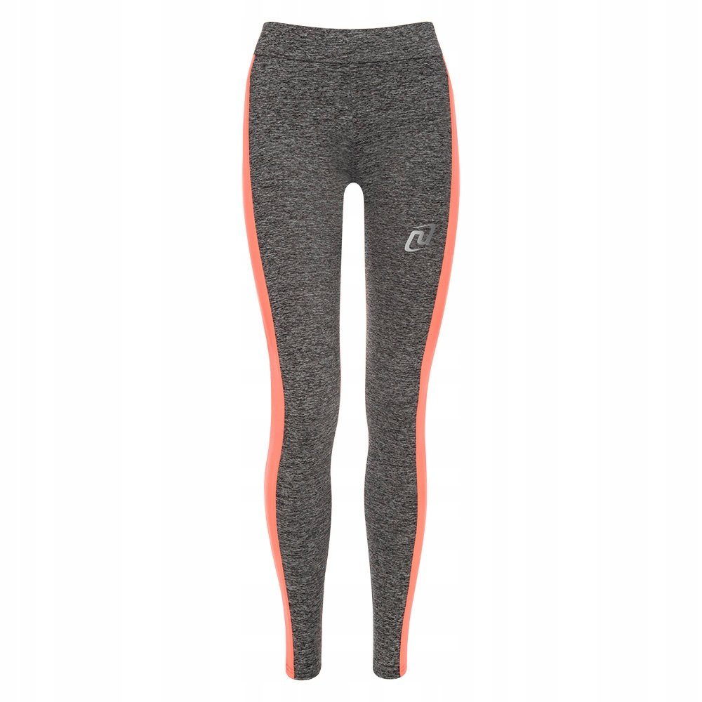 Legginsy sportowe damskie długie szare melanż + łosoś Joggers Cuna XL