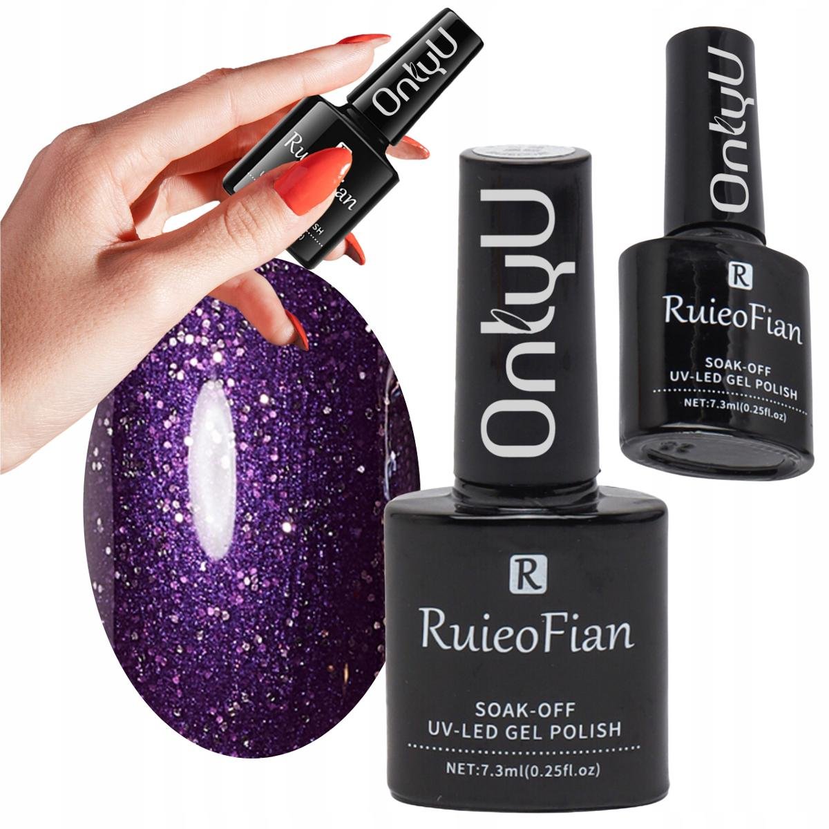 Brokatowy Fiolet Hybrydowy Lakier Do Paznokci Z Polyskiem Lakier Uv/L137