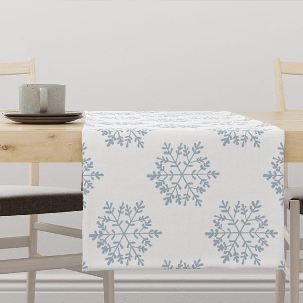 Bieżnik świąteczny WINTER wzór BN59 Błękitne płatki śniegu 40 x 220 cm