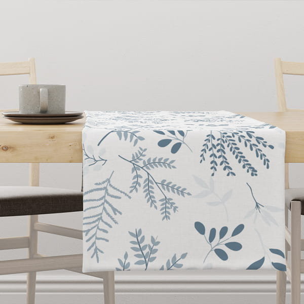 Bieżnik świąteczny WINTER wzór BN60 Niebieskie zimowe gałązki 40 x 260 cm