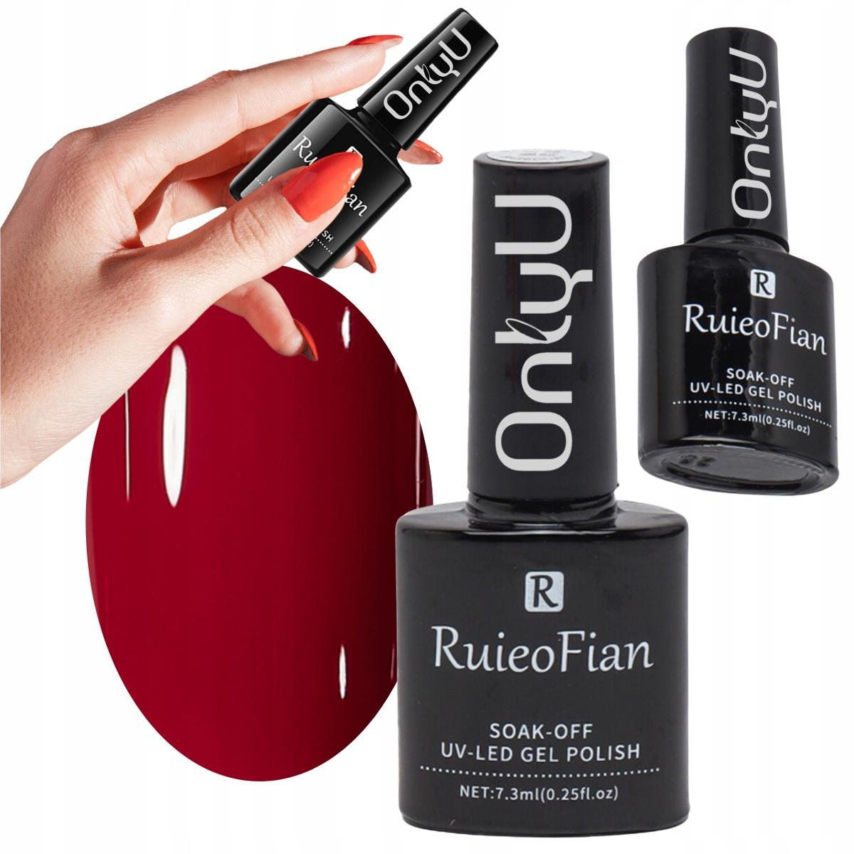 Czerwony Lakier Do Paznokci Hybrydowy Z Polyskiem Lakier Uv Red/L010
