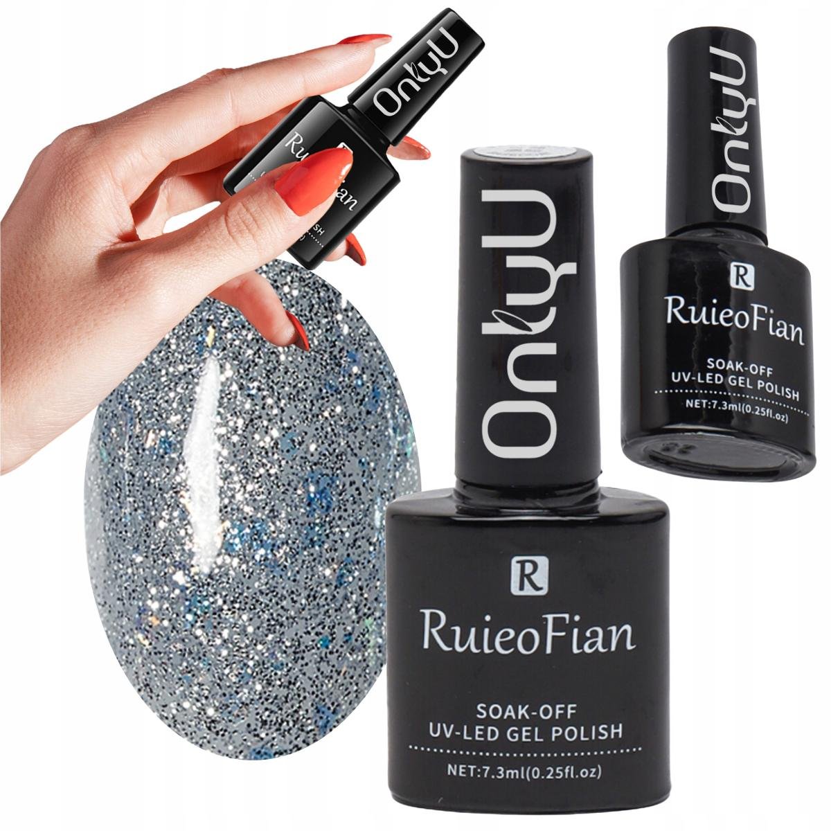 Srebrzysty Niebieski Hybrydowy Lakier Do Paznokci Z Brokatem Lakier Uv/L133