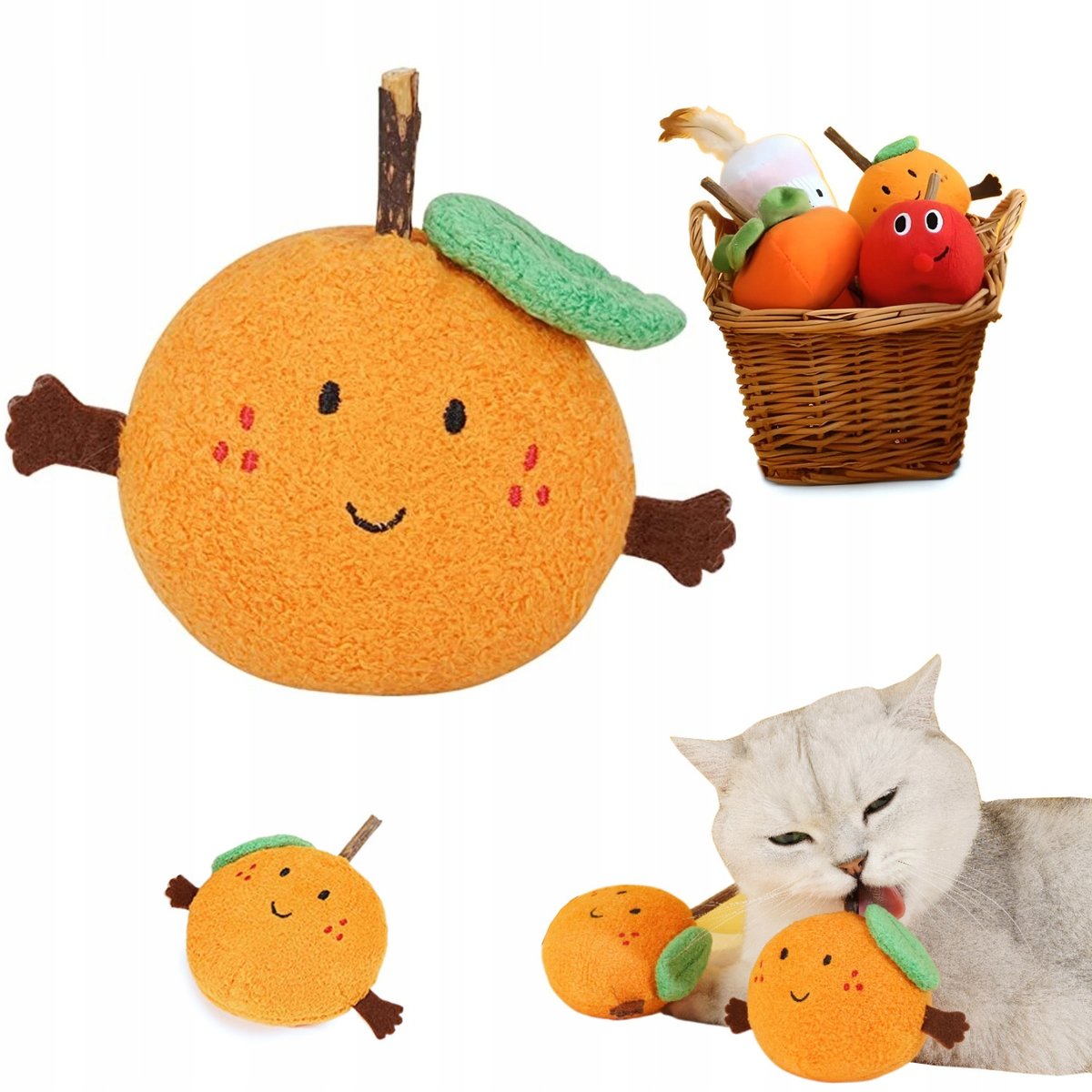 Zabawka dla kota POMARAŃCZA z patyczkiem Matatabi