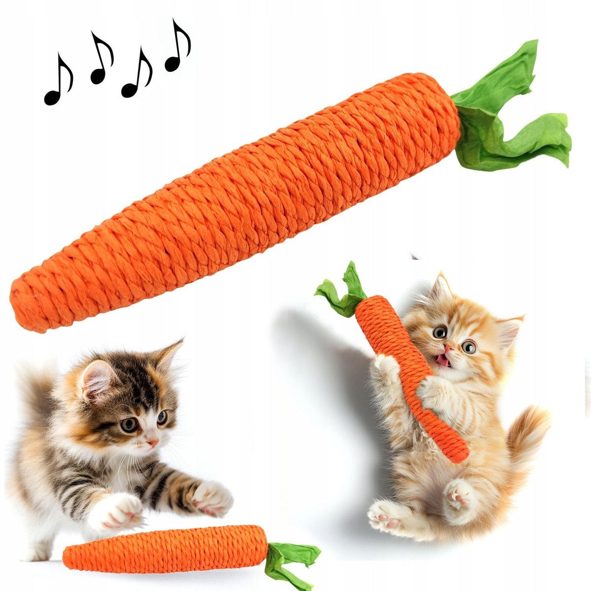 Marchewka z Grzechotką Zabawka dla Kota Gryzak 20cm