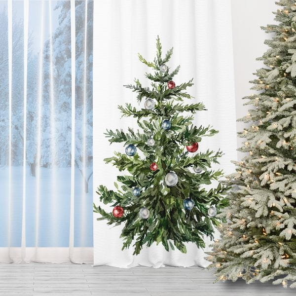 Zasłona WINTER wzór BN27 | świąteczna choinka 150 x 240 cm tkanina zaciemniająca