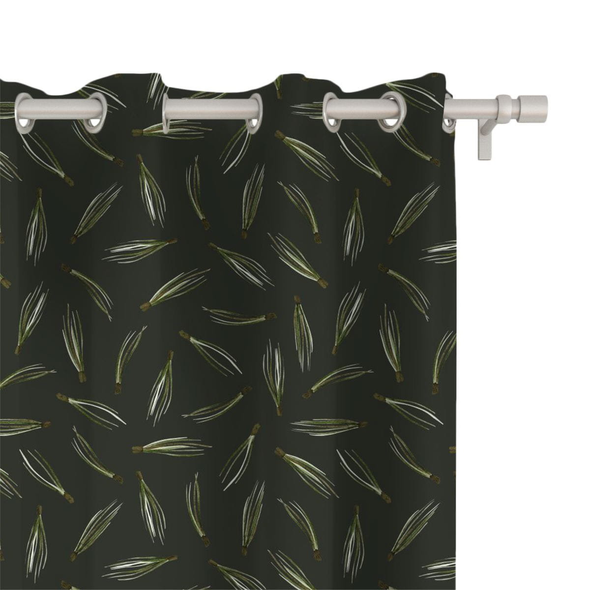 Zasłona WINTER wzór BN44 | Sosnowe igły na ciemnozielonym tle 150 x 230 cm tkanina standard