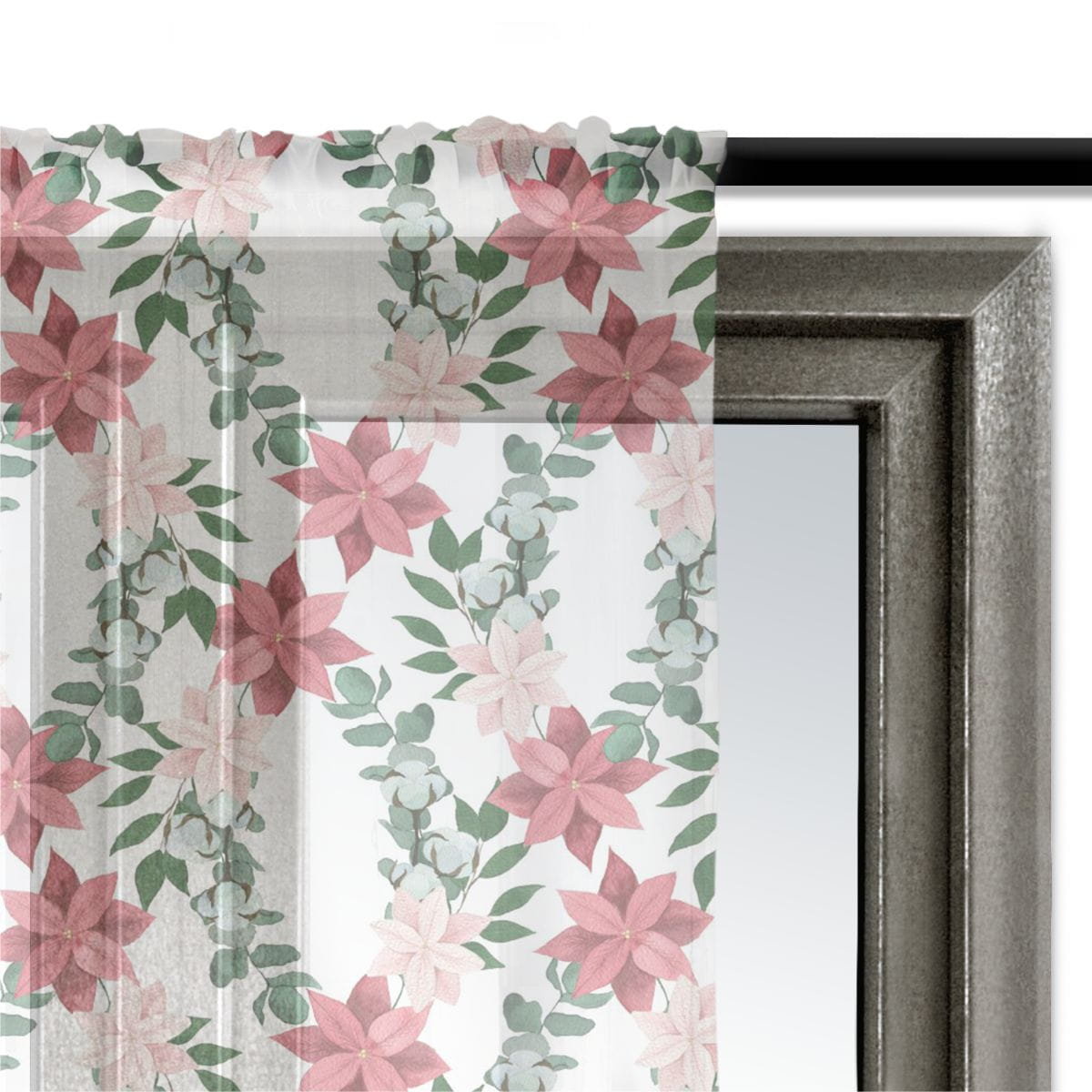 Firana świąteczna WINTER wzór BN65 | Świąteczna gwiazda betlejemska 140 x 240 cm