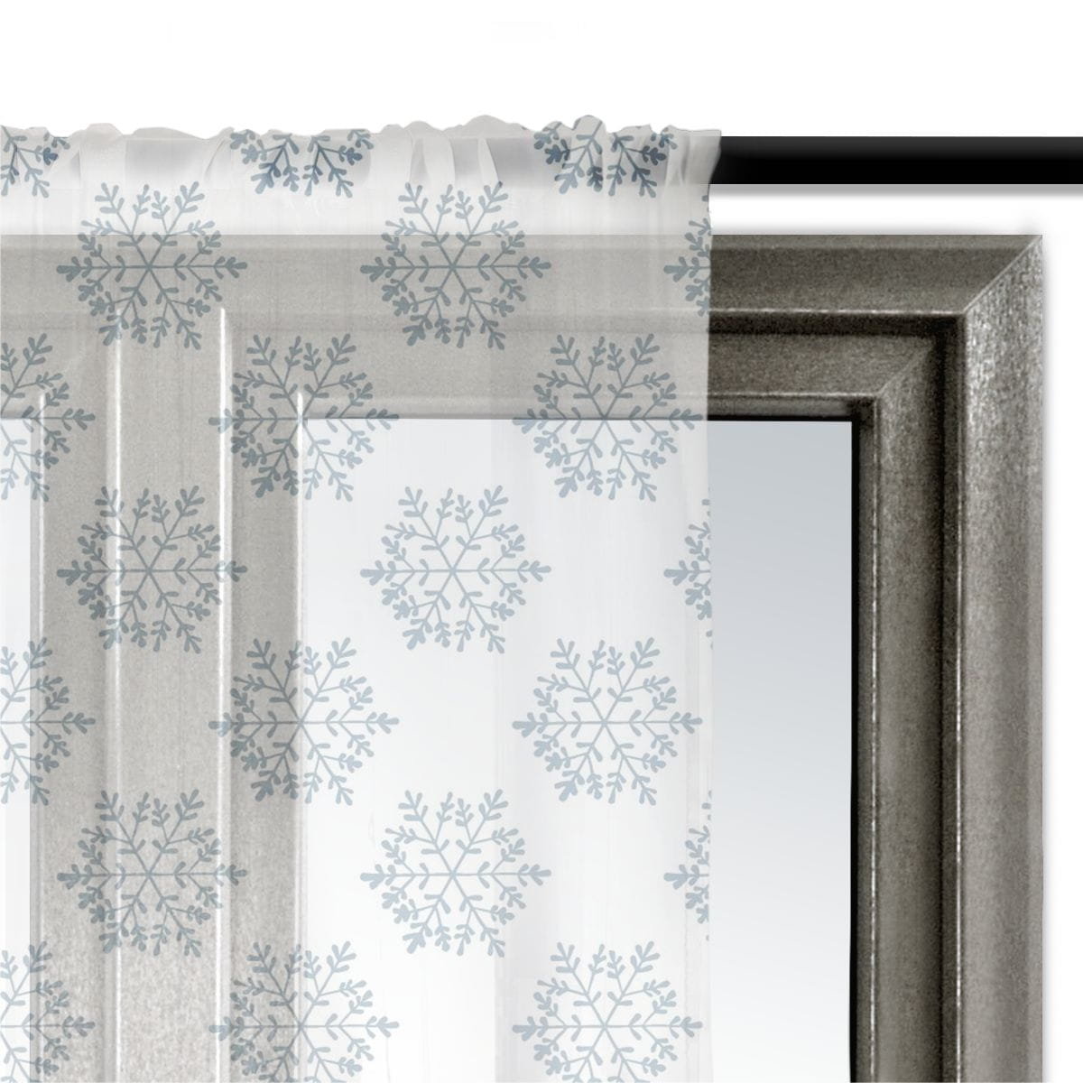 Firana świąteczna WINTER wzór BN59 | Błękitne płatki śniegu 140 x 240 cm