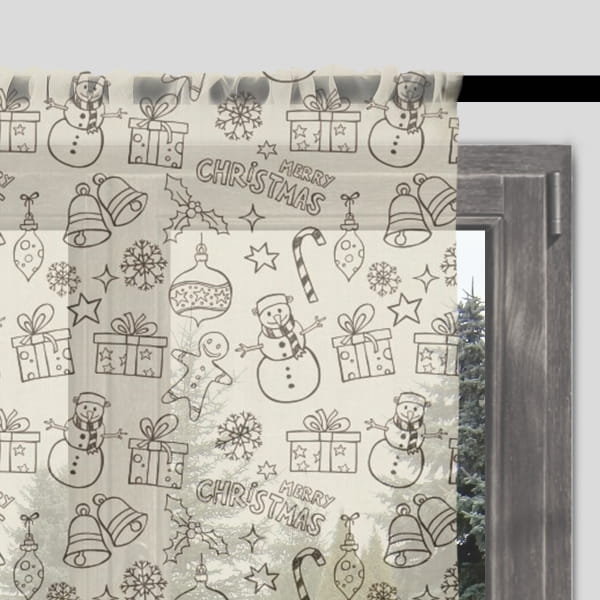 Firana świąteczna WINTER wzór BN11 | świąteczne rysunki 140 x 150 cm
