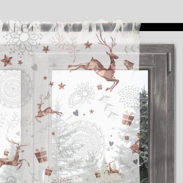 Firana świąteczna WINTER wzór BN18 | świąteczne ornamenty 140 x 300 cm