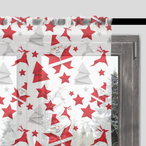 Firana świąteczna WINTER wzór BN22 | Mikołaj origami 140 x 150 cm