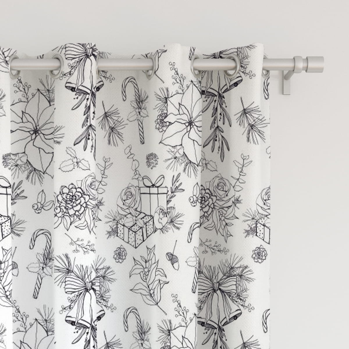 Zasłona WINTER wzór BN35 | świąteczne szkice 150 x 200 cm tkanina zaciemniająca