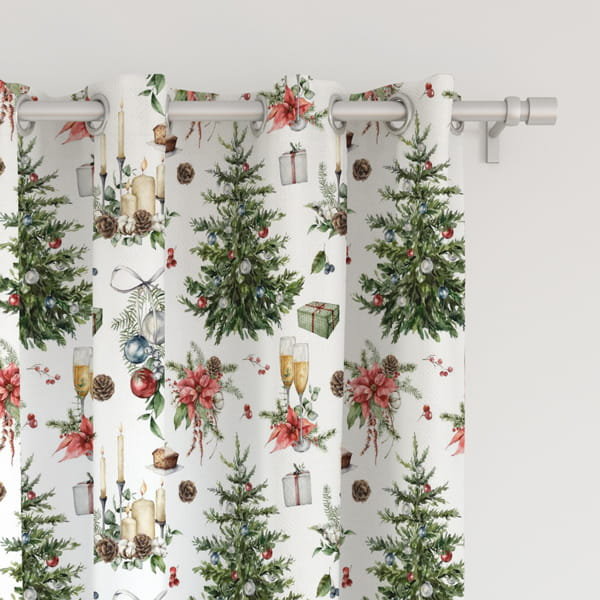 Zasłona WINTER wzór BN27 | świąteczna choinka z prezentami 150 x 200 cm tkanina zaciemniająca