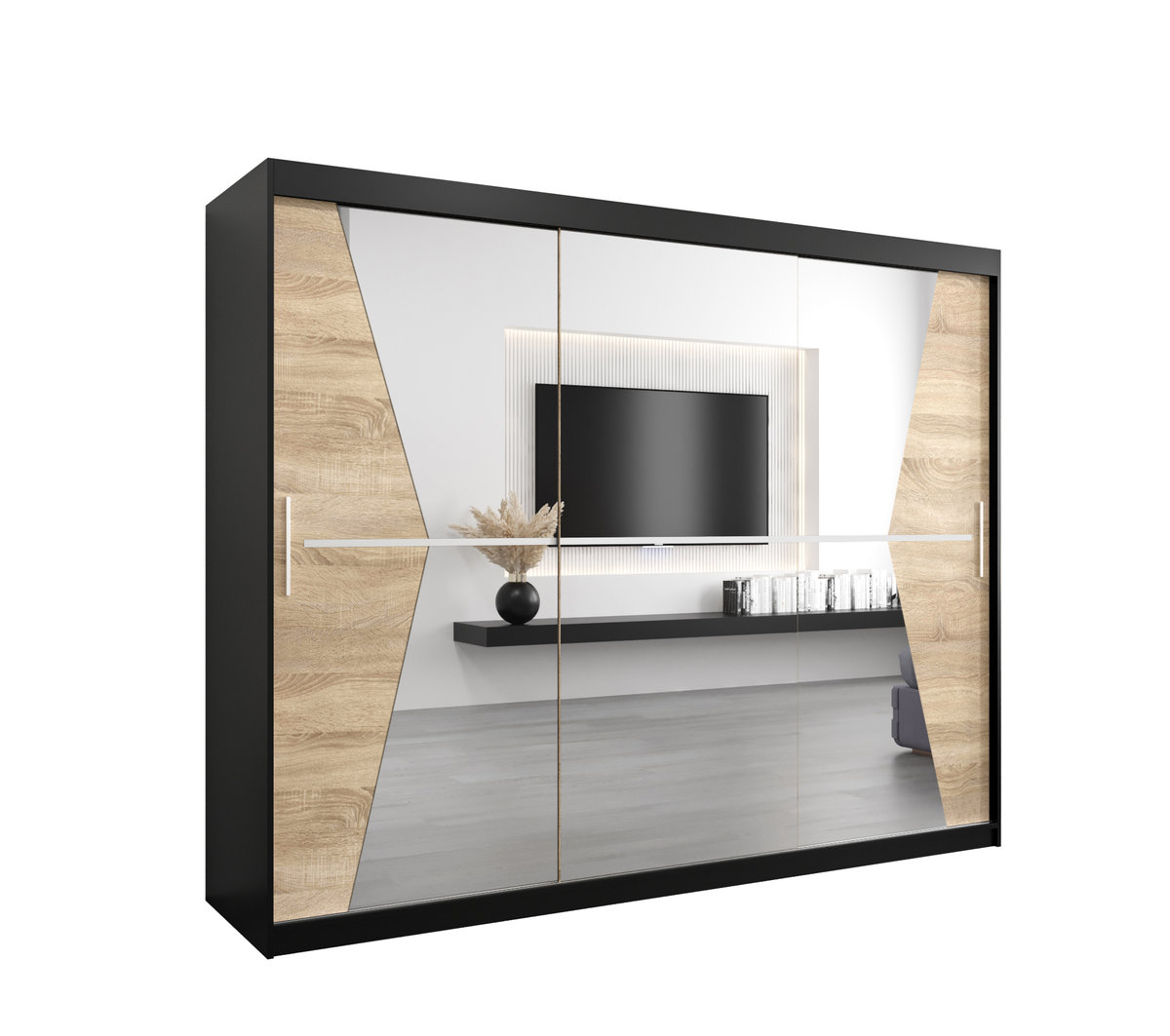 Szafa przesuwna Garderoba MAROKO 250 gł. 62 czarny/sonoma