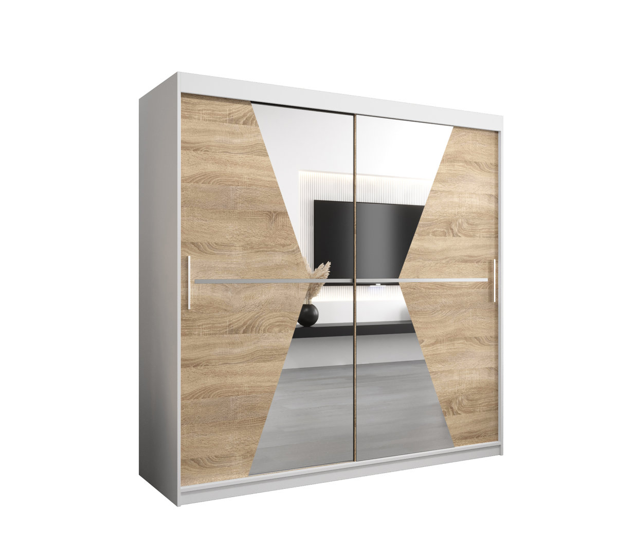 Szafa przesuwna Garderoba MAROKO 200 gł. 62 biały/sonoma